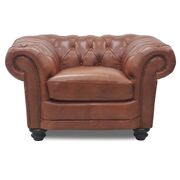 1 Seater Genuine Leather Sofa Chestfield Lounge Couch - Butterscotch