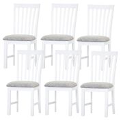 Dining Chair Set Of 6 Solid Acacia Timber Wood Coastal Furniture - White