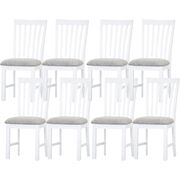 Dining Chair Set Of 8 Solid Acacia Timber Wood Coastal Furniture - White