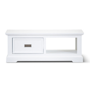 Coastal Elegance: White Solid Acacia Timber Wood Coffee Table 120cm
