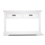 Console Hallway Entry Table 125Cm Solid Acacia Timber Wood Coastal -White