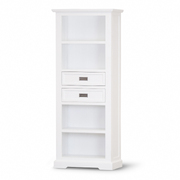Bookshelf Bookcase 4 Tier Solid Acacia Wood Coastal Furniture - White