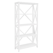 Bookshelf Bookcase 4 Tier Solid Acacia Wood Hampton Furniture - White