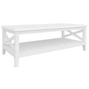 Coffee Table 120Cm Rectangular Solid Acacia Wood Hampton Furniture - White