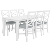 7Pc Dining Set 180Cm Table 6 Chair Acacia Wood Hampton Furniture - White