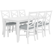 7pc Dining Set 180cm Table 6 Chair Acacia Wood Hampton Furniture - White