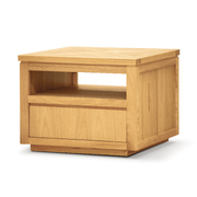 Lamp Side Table 65Cm Parquet Top Solid Messmate Timber Wood - Natural