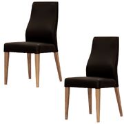 Black Dining Chairs: Set of 2 with PU Leather Seat and Solid Messmate Timber