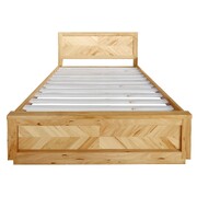 Queen Size Bed Parquet Solid Messmate Timber Wood Frame Mattress Base