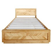 Elegance in Timber: Queen Size Solid Messmate Bed Frame with Parquet Design