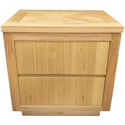 Sleek Timber Nightstand with 2 Drawers - Stylish Bedside Table Storage Cabinet