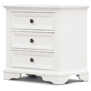 Contemporary Nightstand End Table - White with 3 Drawers for Convenient Storage