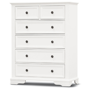 Tallboy 6 Chest Of Drawers Solid Acacia Wood Bed Storage Cabinet - White
