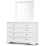 Dresser Mirror 8 Chest Of Drawers Bedroom Timber Storage Cabinet - White