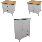 Bedside Tallboy 3Pc Bedroom Set Drawers Nightstand Storage Cabinet - Wht