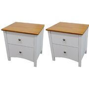 Bedside 2Pc Bedroom Set Drawers Nightstand  Storage Cabinet - White
