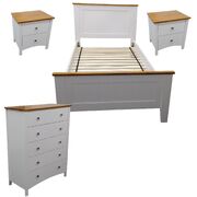 Elegant 4-Piece King Single Bed Suite: Complete Bedroom Furniture Package in White