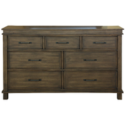 Dresser 7 Chest Of Drawers Solid Wood Tallboy Storage Cabinet - Rustic Grey