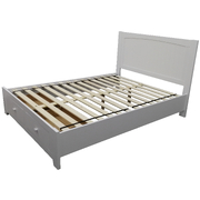 Bed Frame Queen Size Mattress Base Storage Drawer Timber Wood - White