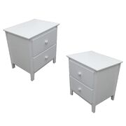 Bedside 2Pc Bedroom Set Drawers Nightstand Cabinet - White