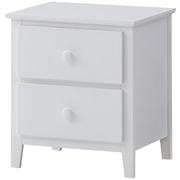 Bedside Nightstand 2 Drawers Storage Cabinet Shelf Side Table - White
