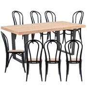 9Pc 210Cm Dining Table Set 8 Back Chair Elm Timber Wood