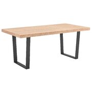 Dining Table 210Cm Elm Timber Wood Black Metal Leg - Natural