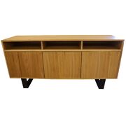 Buffet Table 160Cm 3 Door 3 Niche Elm Timber Wood Metal Leg - Natural