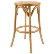 Round Bar Stools Dining Stool Chair Solid Birch Timber Rattan Seat - Oak