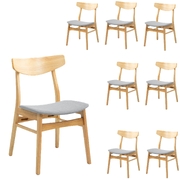 8Pc Set Dining Chair Fabric Seat Scandinavian Style Solid Rubberwood