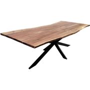 Dining Table 240Cm Live Edge Solid Acacia Timber Wood Metal Leg -Natural