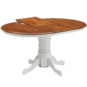 Extendable Dining Table 150Cm Pedestral Stand Solid Rubber Wood -White Oak