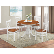 4 pcs Elegant White Oak Dining Chair Set - Crossback Design - Solid Rubber Wood