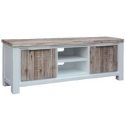 Entertainment Tv Unit 176Cm 2 Door Solid Acacia Timber -White Brush