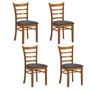Elegant Dining Chair Set of 4 with Crossback Design and Walnut Finish