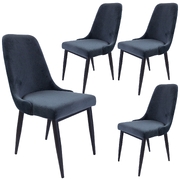 Dining Chair Set Of 4 Fabric Seat With Metal Frame