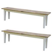 2Pc Dining Bench Chair Seat 170Cm Mango Wood Modern Farmhouse Furniture