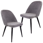 Erin Dining Chair Set of 2 Fabric Seat with Metal Frame - Fog