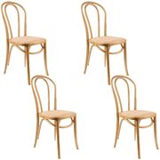 Elegant Oak Back Dining Chair Set of 4: Solid Elm Timber Wood with Rattan Seat