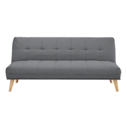 3 Seater Sofa Queen Bed Fabric Uplholstered Lounge Couch - Mid Grey