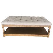Ottoman Bed End Chair Seat Tufted Fabric Seat Storage Foot Stools -Beige