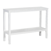 Console Hallway Entry Table 110Cm Mindi Timber Wood Rattan  - White