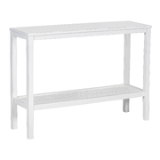 Console Hallway Entry Table 110cm Mindi Timber Wood Rattan  - White