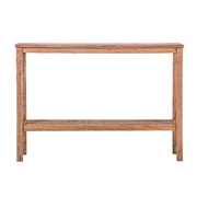 Console Hallway Entry Table 110Cm Mindi Timber Wood Rattan  - Brown