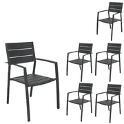 6Pc Set Outdoor Dining Table Chair Aluminium Frame Grey