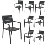 8Pc Set Outdoor Dining Table Chair Aluminium Frame Grey