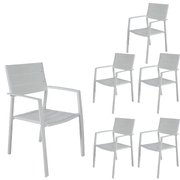 6Pc Set Outdoor Dining Table Chair Aluminium Frame White