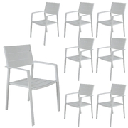 8Pc Set Outdoor Dining Table Chair Aluminium Frame White