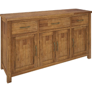 Buffet Table 161Cm 4 Door 3 Drawer Solid Mt Ash Timber Wood - Brown