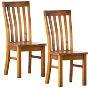 Rustic Oak Dining Chair Set: Solid Pine Timber Wood Seats - Stylish and Durable